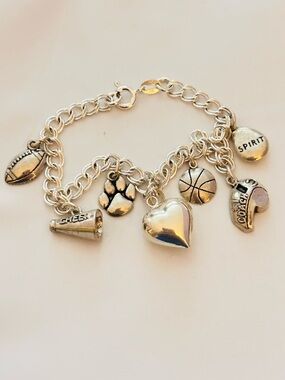 Cheerleader 925 Sterling Silver Charm Bracelet